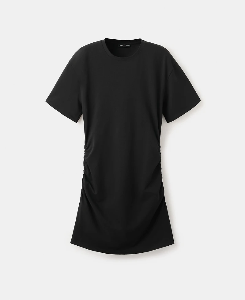 Mango Women's Gathered Sides Cotton Dress