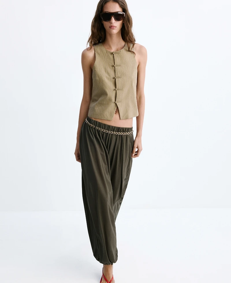 Mango Women's Toggles Striped Vest