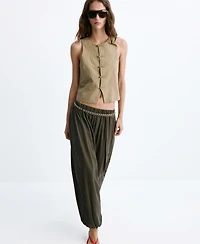 Mango Women's Toggles Striped Vest