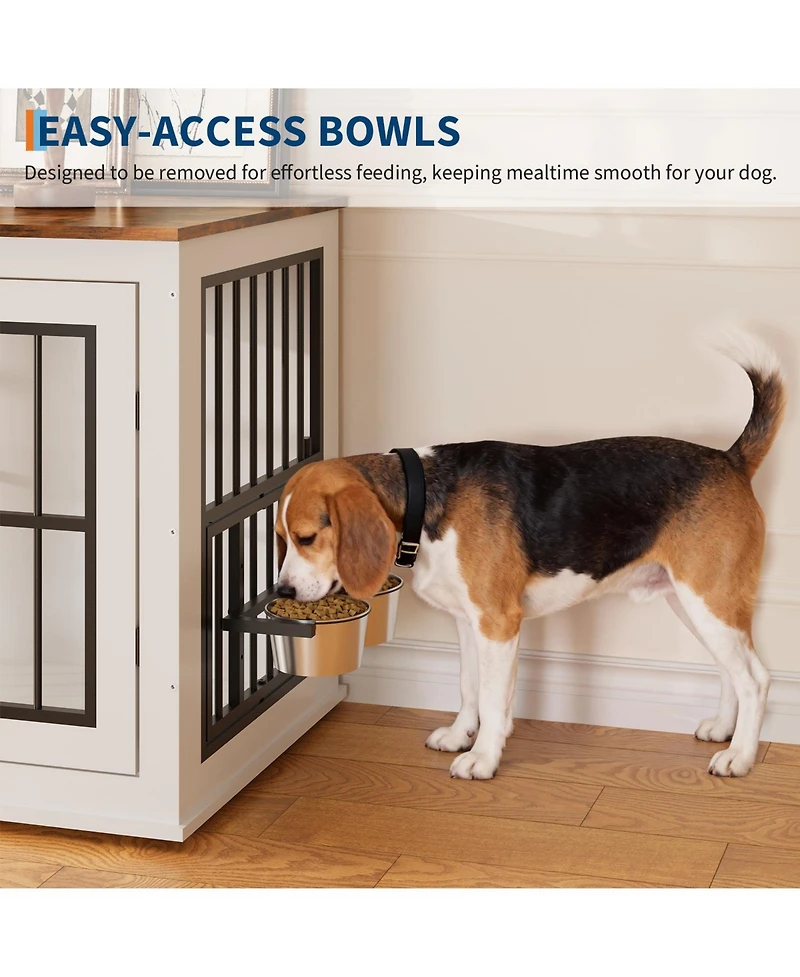 homfan Heavy Duty Wooden Dog Crate, 39.7" Kennel, Liftable Top, Decorative Cage House, End Table and Tv Stand for Large, Medium.