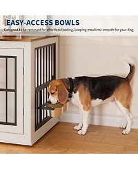 homfan Heavy Duty Wooden Dog Crate, 39.7" Kennel, Liftable Top, Decorative Cage House, End Table and Tv Stand for Large, Medium.