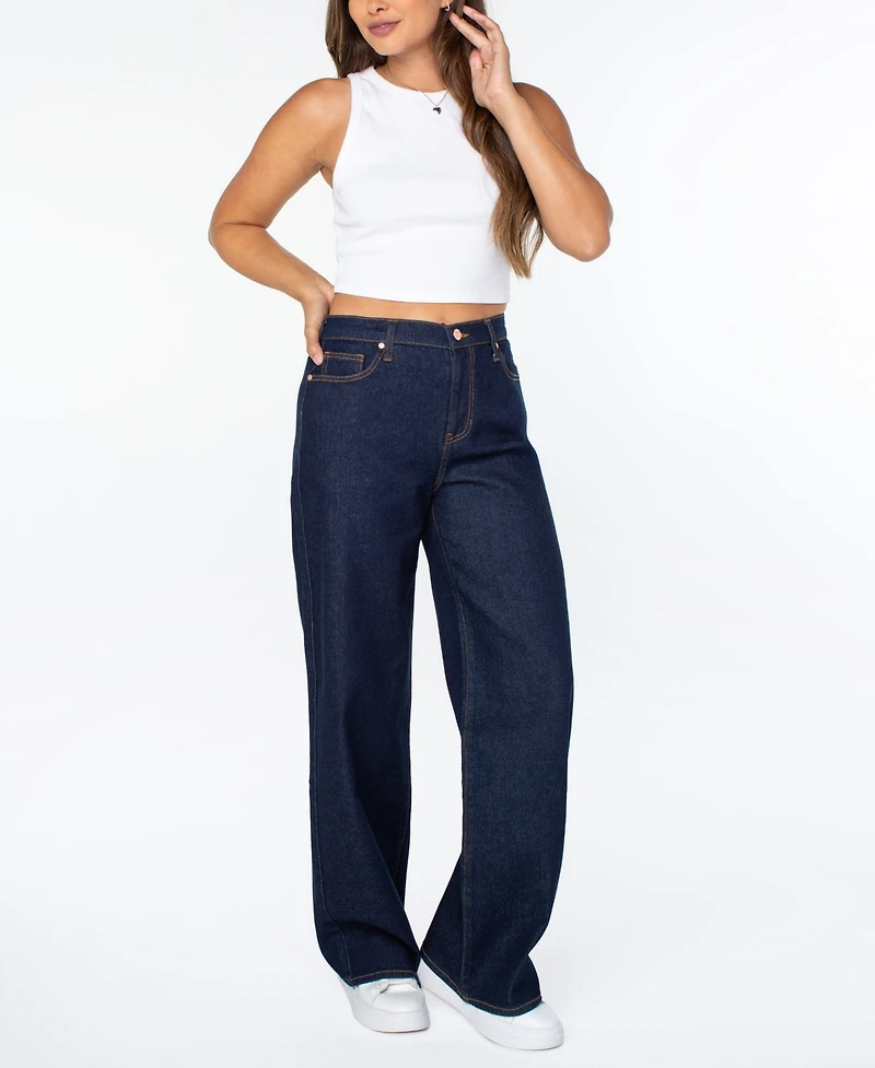 Celebrity Pink Juniors' Elastic-Back Wide-Leg Jeans
