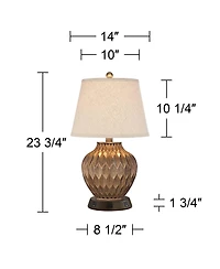 360 Lighting Accent Table Lamp with Usb and Ac Power Outlet Workstation Charging Base High Warm Bronze Drum Shade Living Room Desk