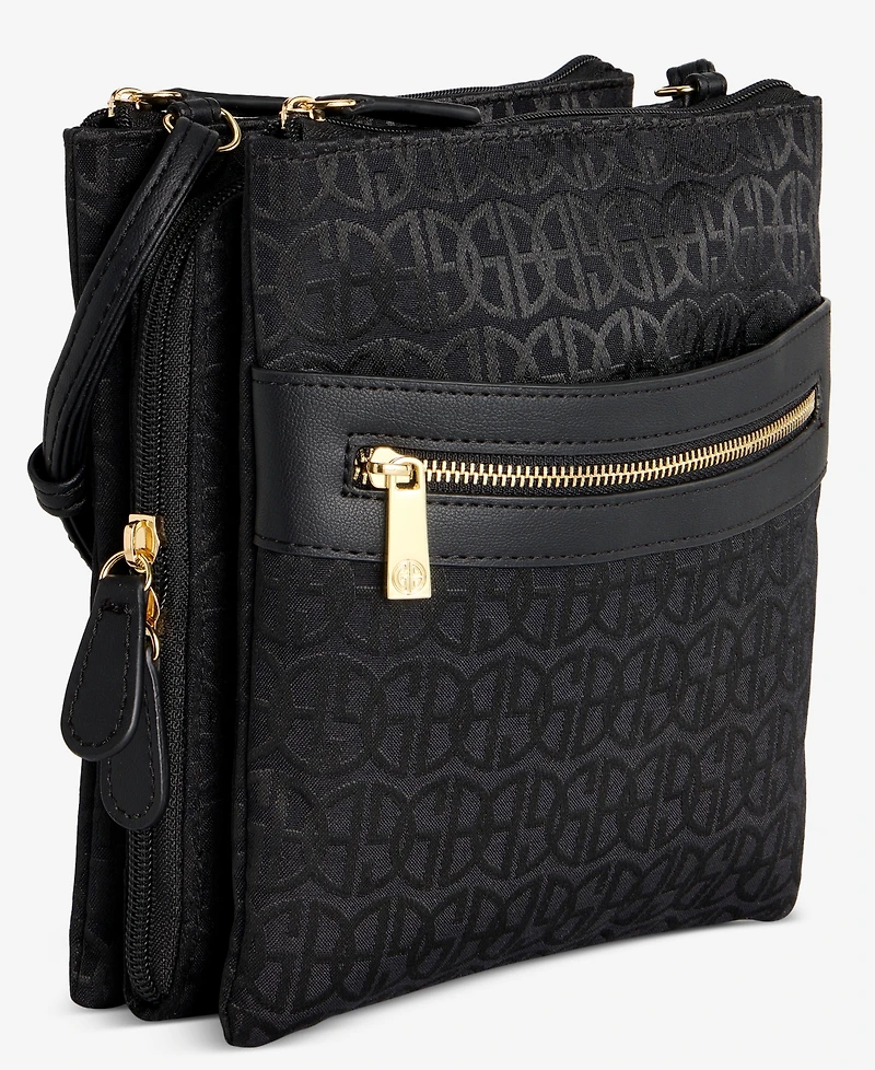 Giani Bernini Triple-Zip Pebble Leather Dasher Crossbody