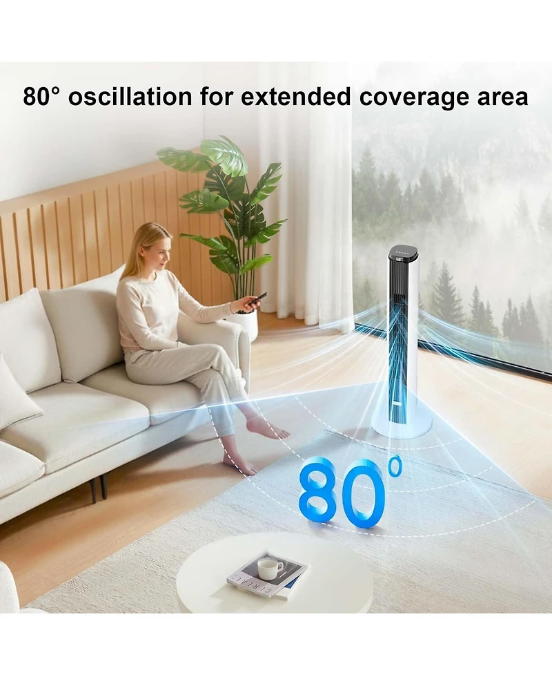 Cowsar 37" Bladeless Tower Fan with Remote and 12H Timer