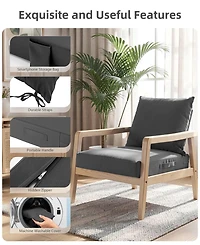 Sugift Deep Seat Chair Cushion Pads Set with Removable Cover for Indoor and Outdoor, Waterproof Fade-Resistant