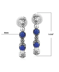 American West Jewelry Sterling Silver Lapis 1 Inch Concha Hoop Earrings