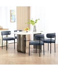 Homcom Boucle Dining Chairs with Curved Backrest, Kitchen Chairs