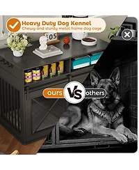 homfan Dog Crate Furniture Wooden Heavy Duty Indoor Kennel, Storage Drawers
