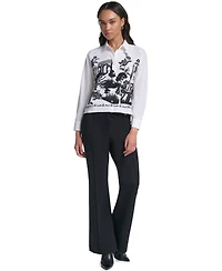 Karl Lagerfeld Paris Petite Collared Button-Front Blouse