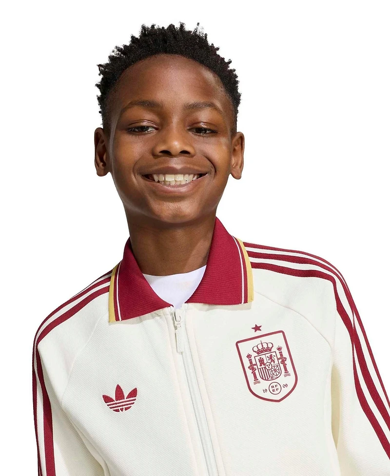 Adidas Big Boys and Girls White Spain National Team Away Full-Zip Anthem Jacket