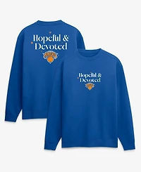 Fanatics Men's Blue New York Knicks Hopeful Devoted Fleece Crew Sweatshirt