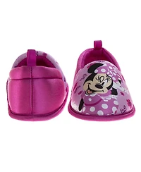 Disney Toddler Minnie Mouse Slippers Soft Plush Cozy Warm Comfort Fit NonSkid Sole Indoor Wear (Toddler / Kid)
