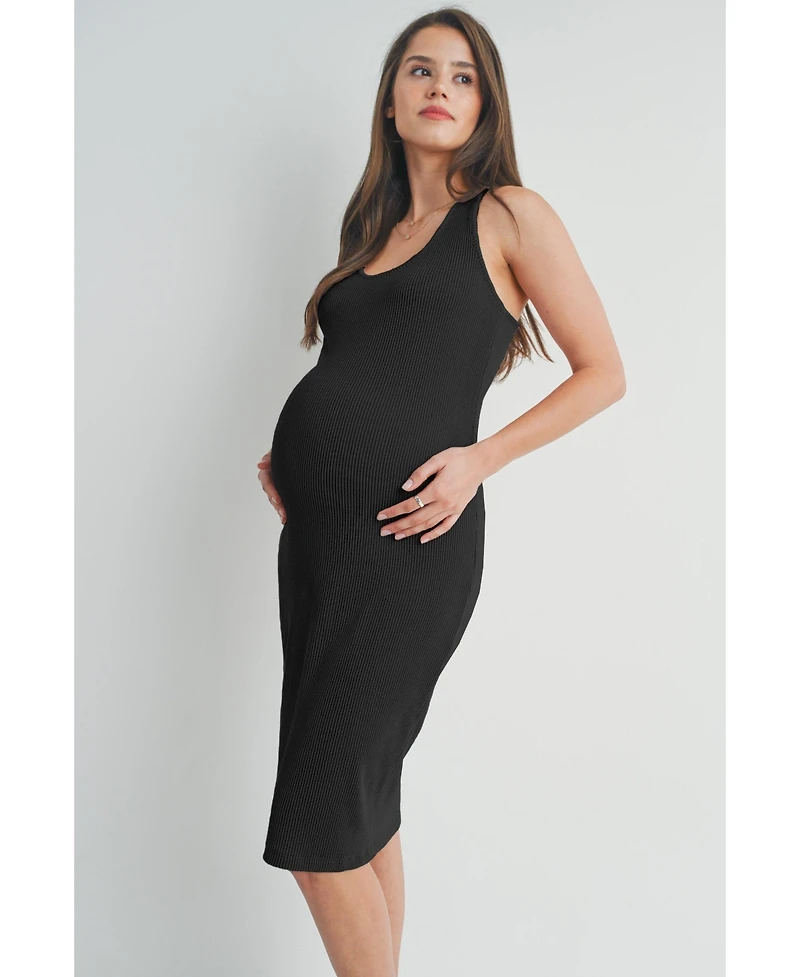 Hello Miz Maternity Ribbed Sleeveless Bodycon Tank Dress