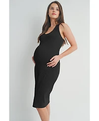 Hello Miz Maternity Ribbed Sleeveless Bodycon Tank Dress