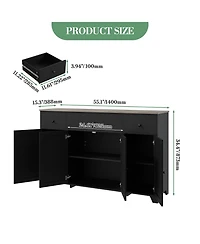 homfan 55" Black Buffet Cabinet