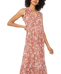 Vince Camuto Women's Printed Sleeveless-Crocheted-Trim Maxi Dress