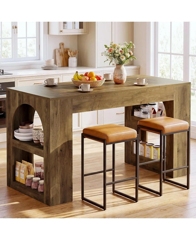 Tribesigns 63" Bar Table, Counter Height Table with Storage, Long High Top Counter Table for Kitchen, Dining Room, Home Bar
