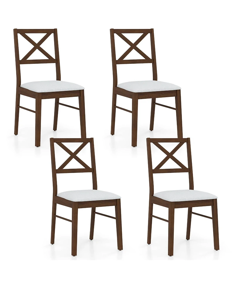 Gymax Dining Chairs Set of Upholstered Kitchen Side Chairs with Rubber Wood Frame