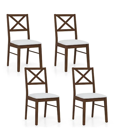 Gymax Dining Chairs Set of Upholstered Kitchen Side Chairs with Rubber Wood Frame