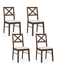 Gymax Dining Chairs Set of Upholstered Kitchen Side Chairs with Rubber Wood Frame
