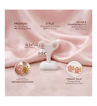 GiGiGirl Sterling Silver 14K Gold Plated Fuchsia-Pink & Yellow Enamel Daisy Stud Earrings