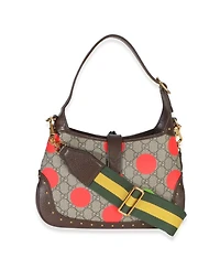 Pre-Owned Gucci Beige Gg Supreme Monogram Canvas Web Geometric Studded Small Jackie 1961 H