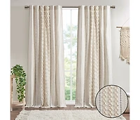 Avobird Cotton Printed Curtain Panel with Chenille Stripe and Lining