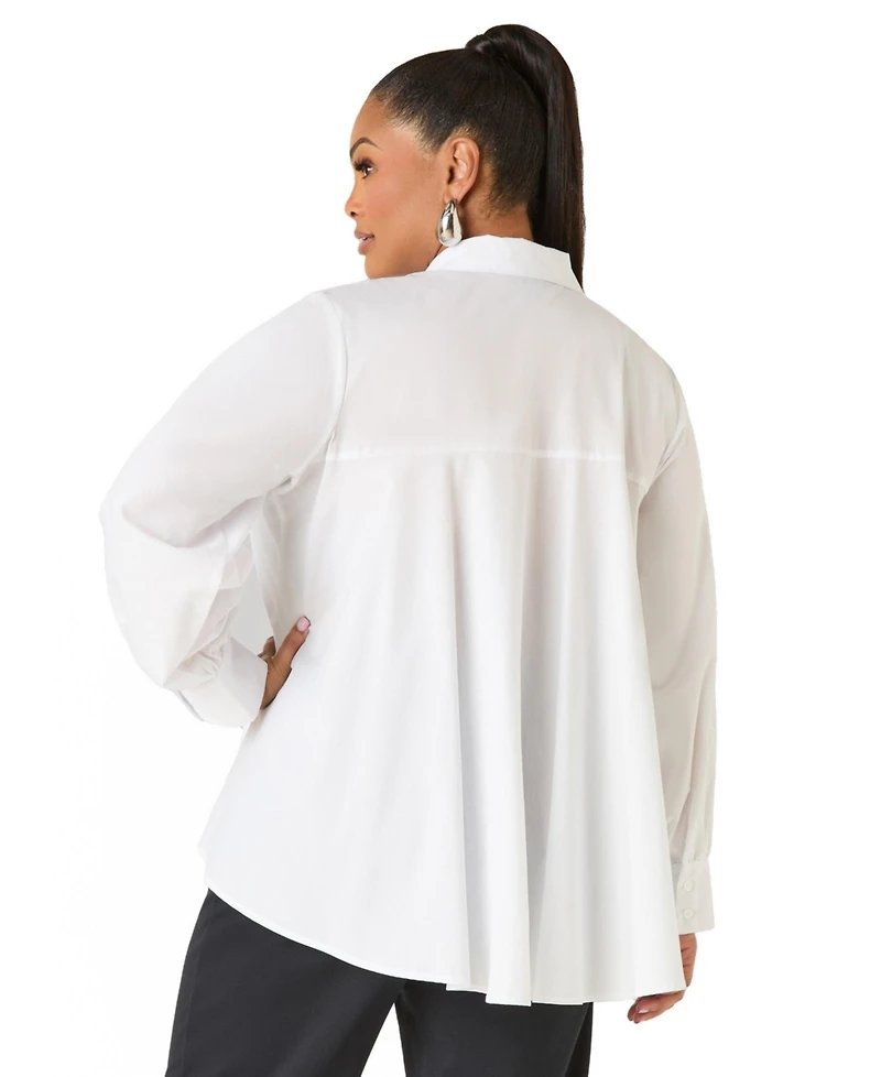 Ashley Stewart Plus Peplum Poplin Shirt