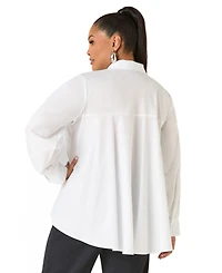 Ashley Stewart Plus Peplum Poplin Shirt