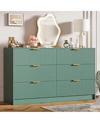 gaomon Fluted 6 Drawers Dresser For Bedroom, Wide Modern Chest of with Metal Handles, Living Room, Entryway, Hallway