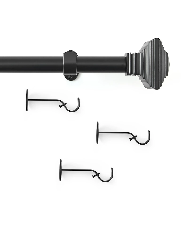 Threadmade Home Florence 1-Inch Adjustable Decorative Single Curtain Rod with Stacked Square Finials
