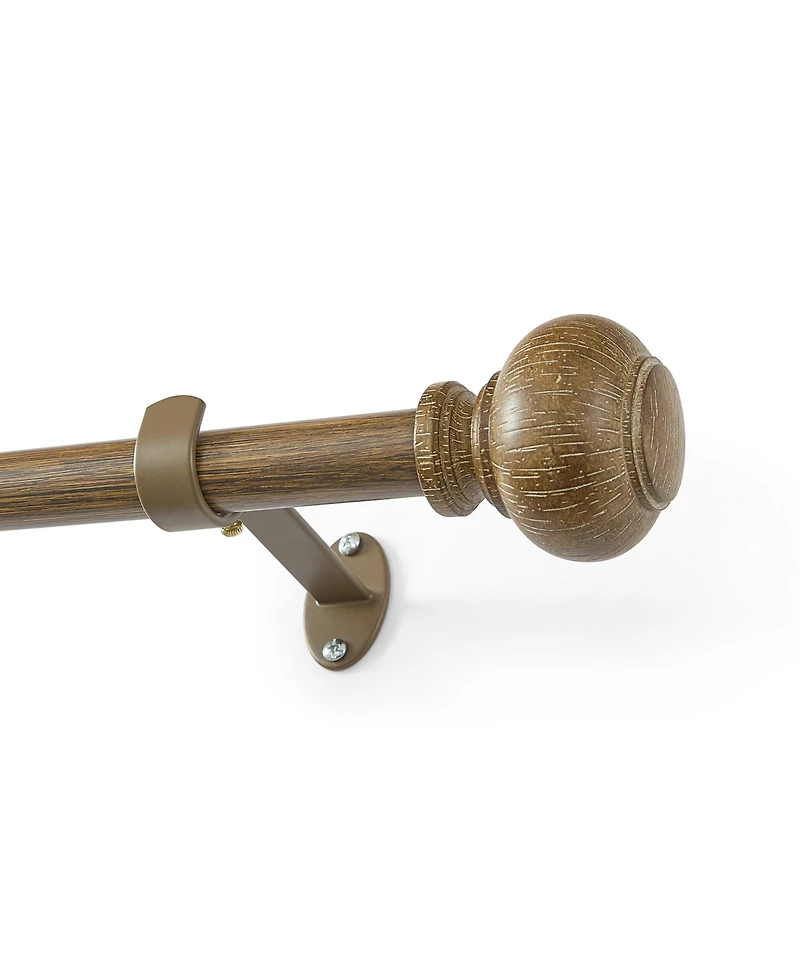 Threadmade Home Rhinebeck 1-Inch Adjustable Decorative Single Curtain Rod with Faux Wood Ball Finials
