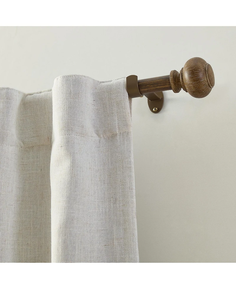 Threadmade Home Rhinebeck 1-Inch Adjustable Decorative Single Curtain Rod with Faux Wood Ball Finials