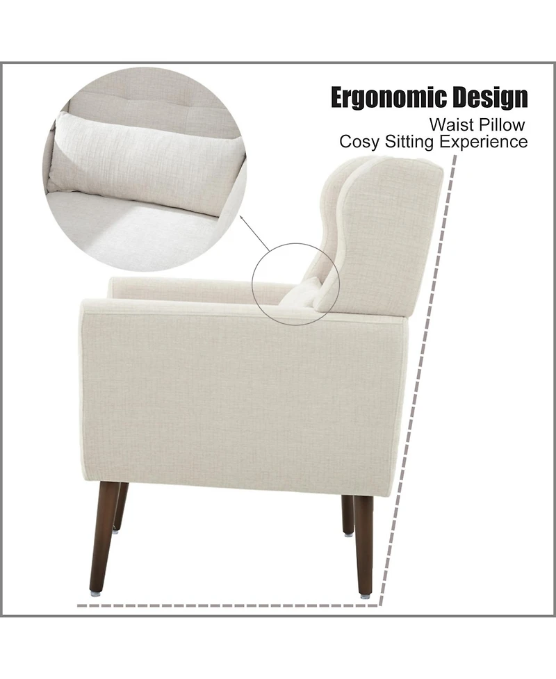 Clihome Modern Accent Chair,Chenille Arm Chairs for Living Room,Upholstered Mordern Armchair,Comfy Soft Padded Lounge Chair,Solid Wood Leg