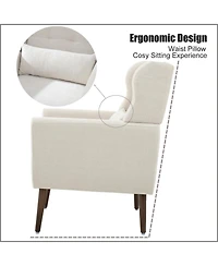 Clihome Modern Accent Chair,Chenille Arm Chairs for Living Room,Upholstered Mordern Armchair,Comfy Soft Padded Lounge Chair,Solid Wood Leg