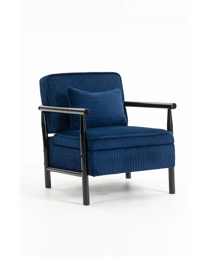 Clihome Storage Chair,Mid Century Modern Accent Chair with Wood Frame, Upholstered Living Room Chairs with Waist Cushion