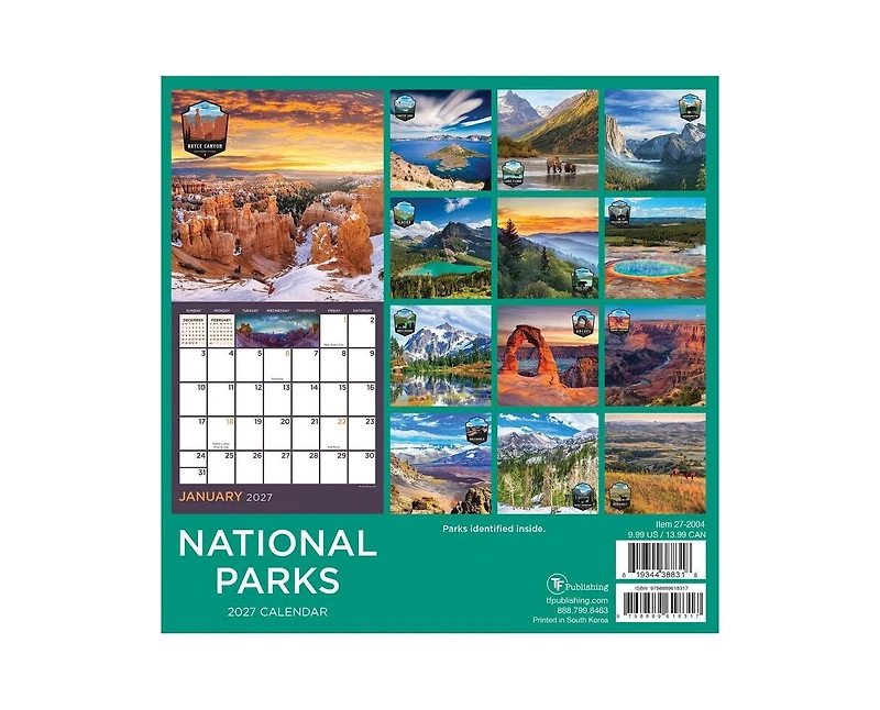 Tf Publishing Paper Goods 2027 National Parks Mini Calendar