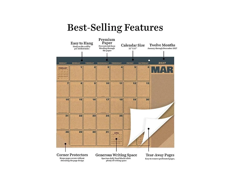 Tf Publishing Paper Goods 2027 Trail Timber Medium Desk Pad Monthly Blotter Calendar