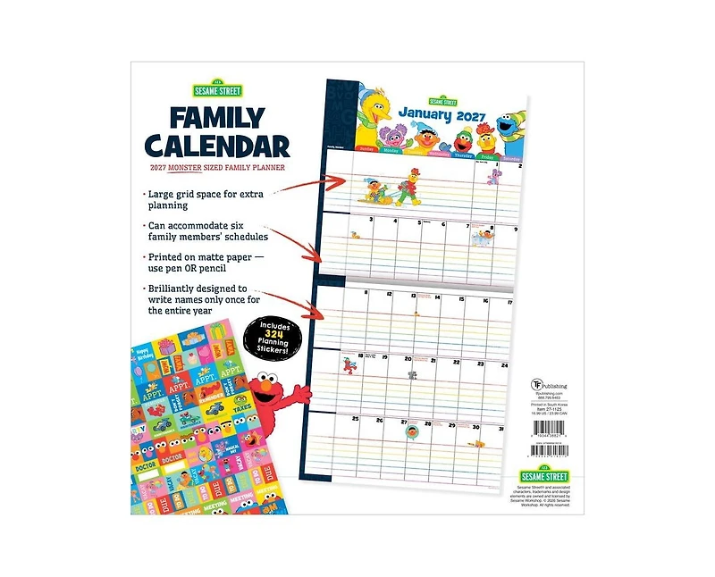 Tf Publishing Paper Goods 2027 Sesame Street Planning Wall Calendar