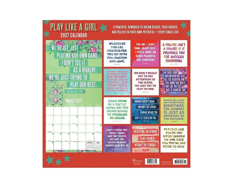 Tf Publishing Paper Goods 2027 Play Like A Girl Wall Calendar
