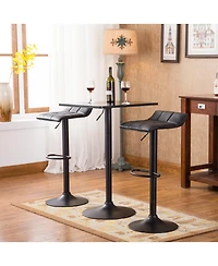 Flynama Square Adjustable Bar Table Set with 2 Swivel Stools, Gas-Lift for Modern Home