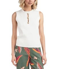 Elle Collection Women's Knit Top With Embellish Trims