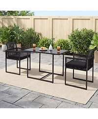 Costway 3PCS Patio Pe Wicker Furniture Set Cushioned Chairs with Folding Backrest Backyard