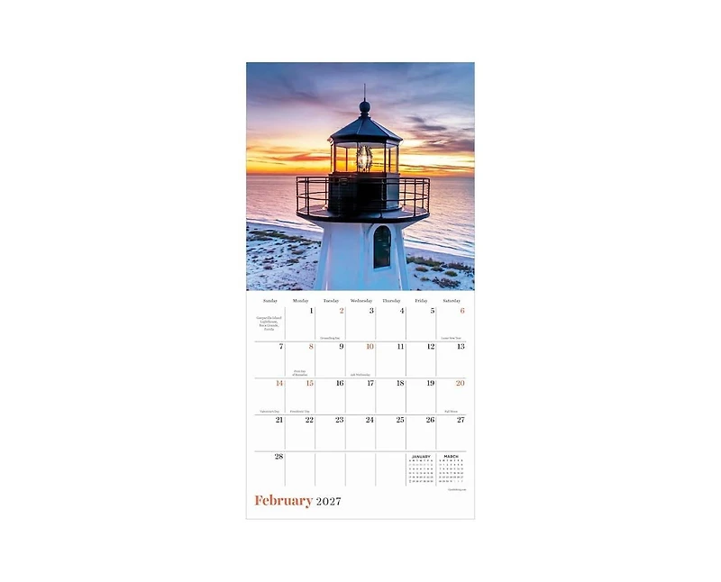 Tf Publishing Paper Goods 2027 Lighthouses Mini Calendar
