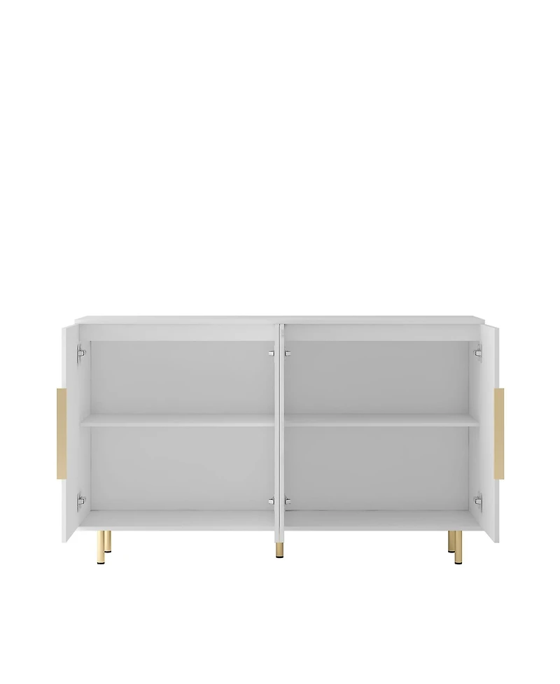 Flynama Fluted Panel Sideboard Buffet Cabinet Adjustable Shelf Home Accent Storage Cabinet
