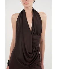 Nocturne Women's Draped Halter Neck Maxi Dress