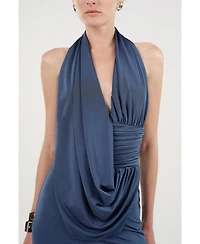 Nocturne Women's Draped Halter Neck Maxi Dress