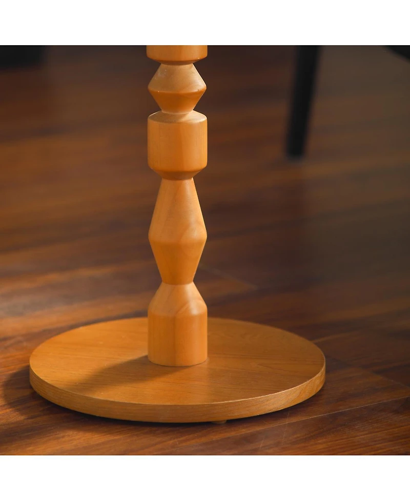 Streamdale Furniture Round Side Table with Mdf Top and Solid Wood Spindle Legs