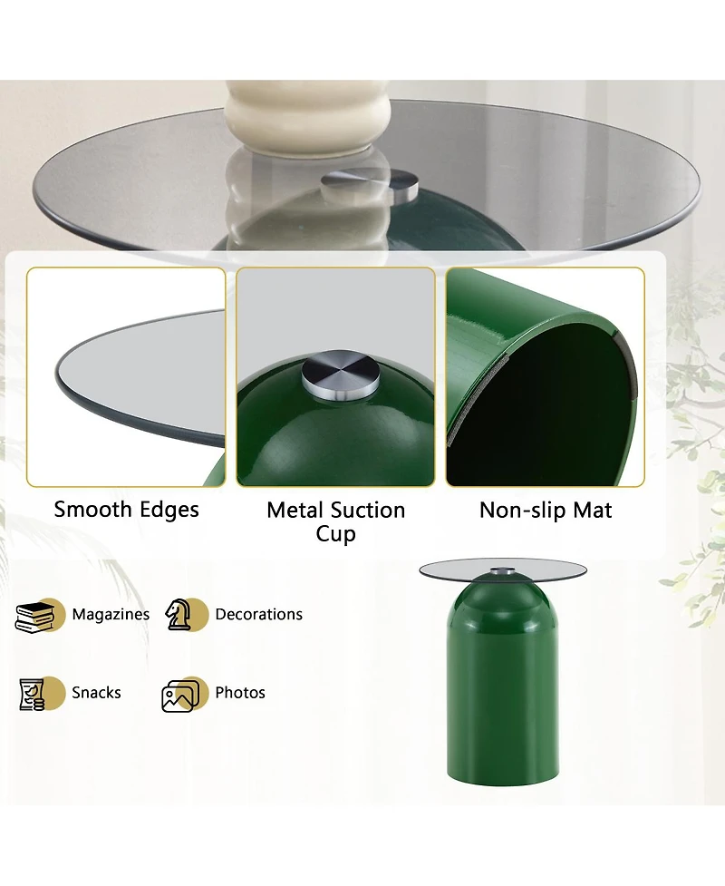 Streamdale Furniture Modern Round Tempered Glass Coffee Table 19.6'' x 15.7'' x 10.6